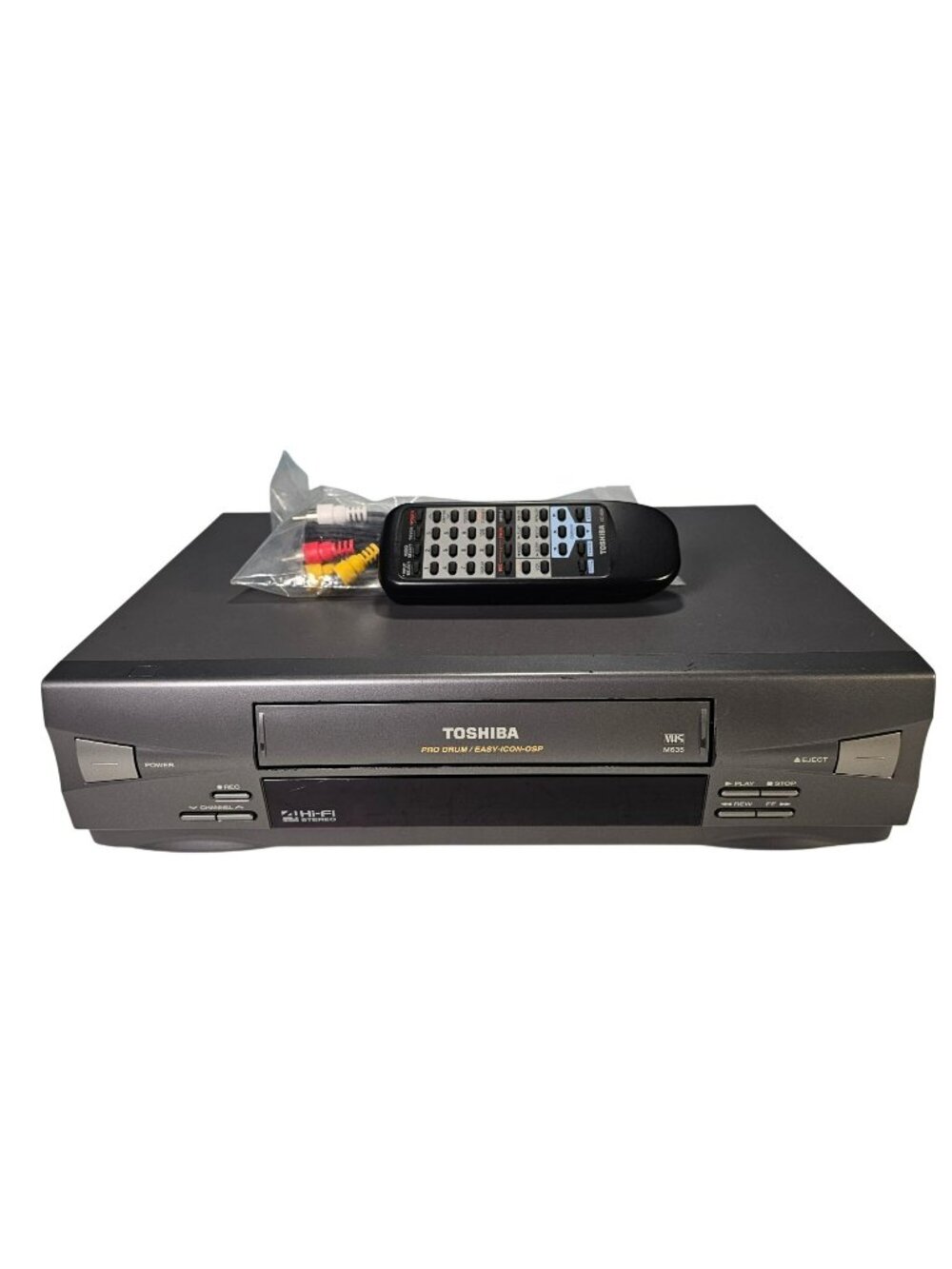 Toshiba M-635 4-Head Pro-Drum Hi-Fi Stereo VCR With Remote & Cables - Tested